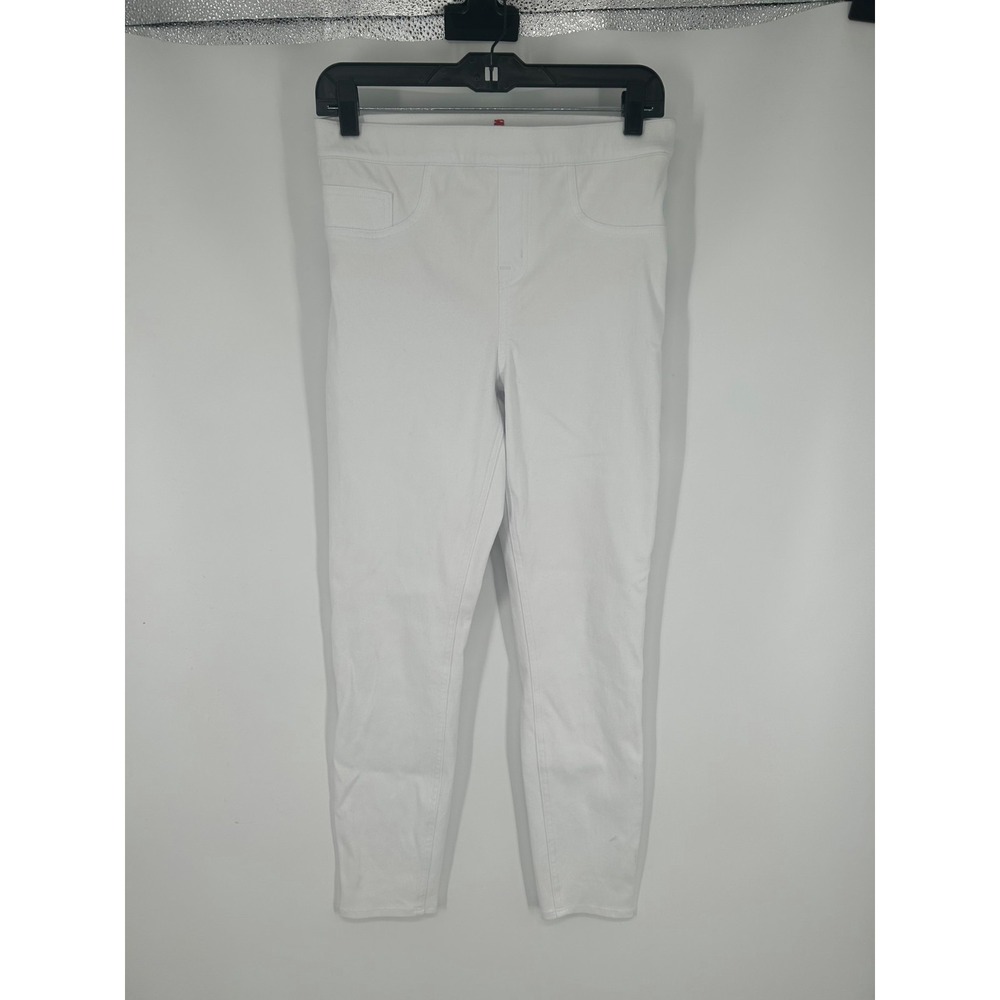 Spanx Ankle Jegging Jeans Womens Medium White Denim High Rise 5- Pockets Pull On